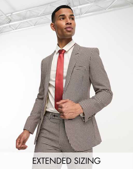 ASOS DESIGN super skinny suit in brown houndstooth