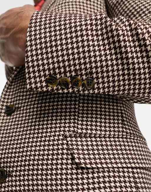 ASOS DESIGN super skinny suit jacket in brown dogtooth, 3 of 5