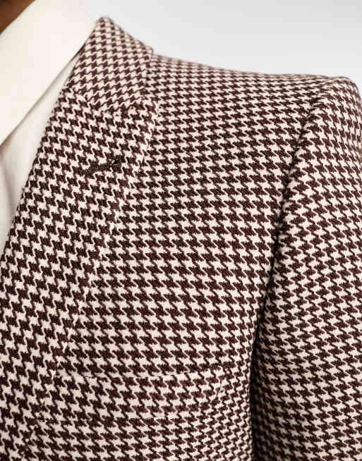 ASOS DESIGN super skinny suit jacket in brown dogtooth, 4 of 5