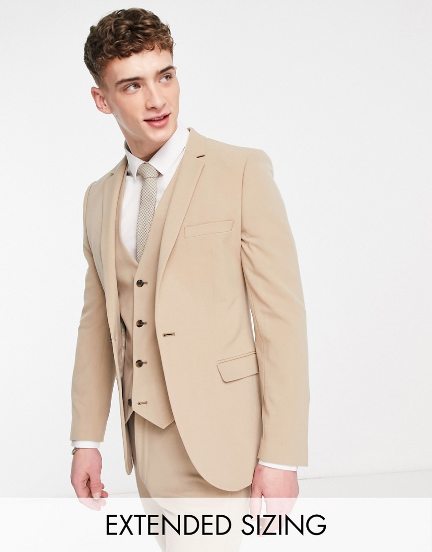 ASOS DESIGN super skinny suit jacket in camel-Neutral