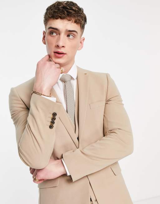 ASOS DESIGN super skinny suit jacket in camel