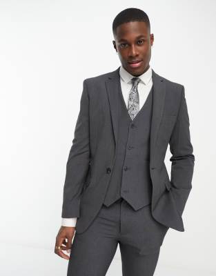 Asos Design Skinny Suit Jacket In Charcoal-gray In Gray