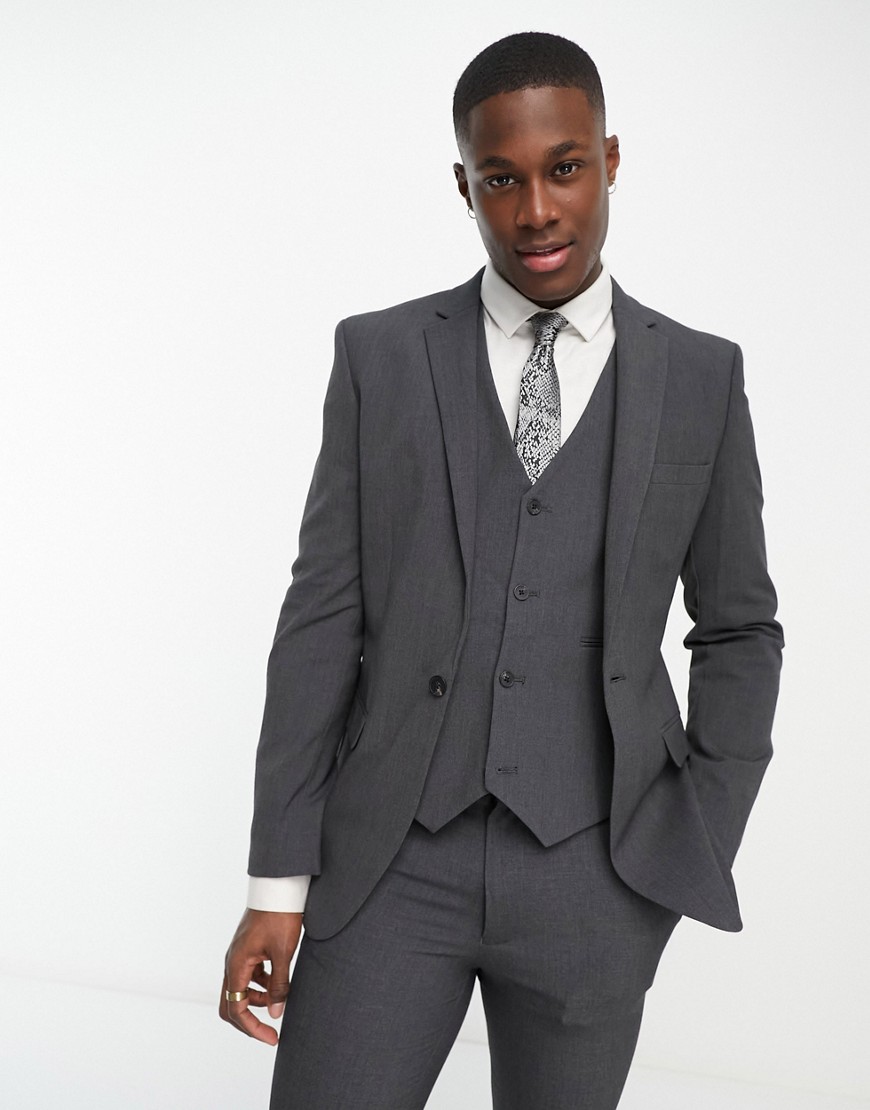 ASOS DESIGN super skinny suit jacket in charcoal-Grey