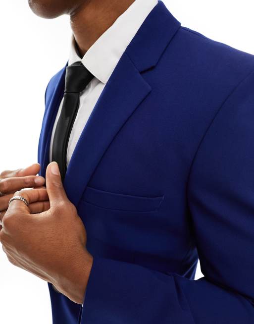 Bright Blue Skinny Fit Suit Jacket