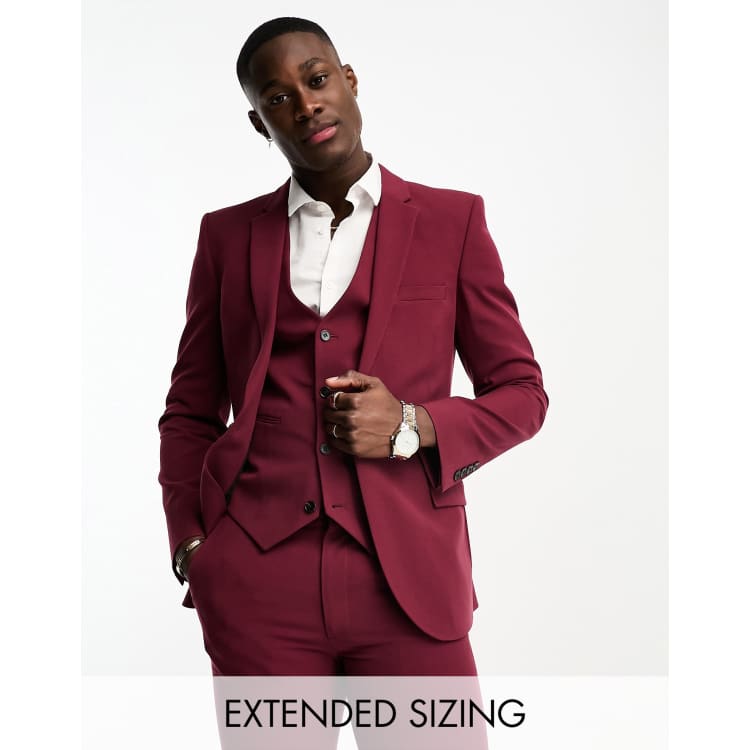 ASOS DESIGN super skinny suit jacket in dark burgundy ASOS