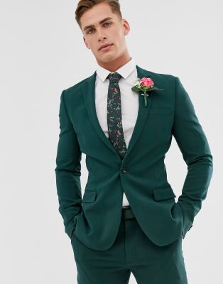 green skinny suit