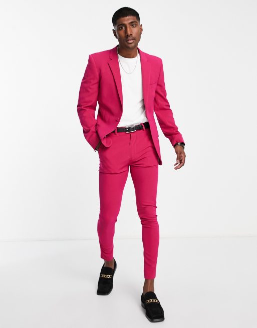 Mens pink hot sale skinny suit