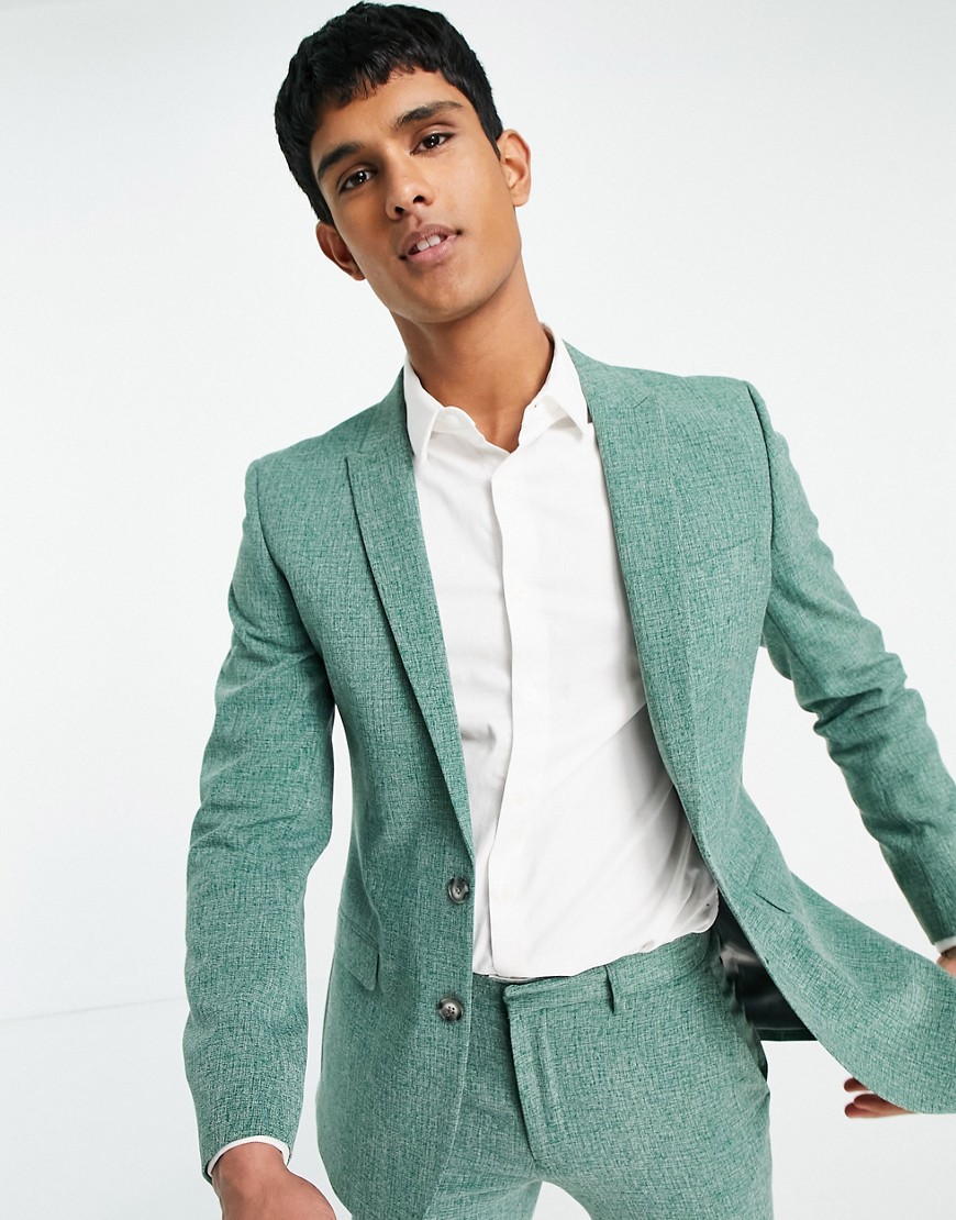 ASOS DESIGN super skinny suit jacket in forest green crosshatch