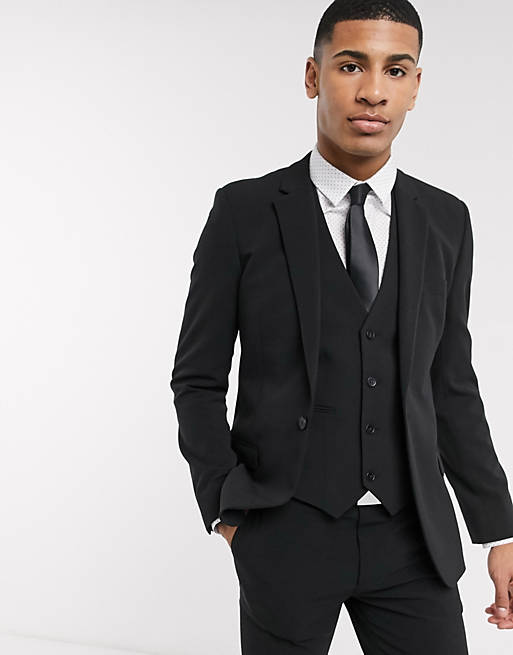 ASOS DESIGN super skinny suit jacket in four way stretch in black | ASOS