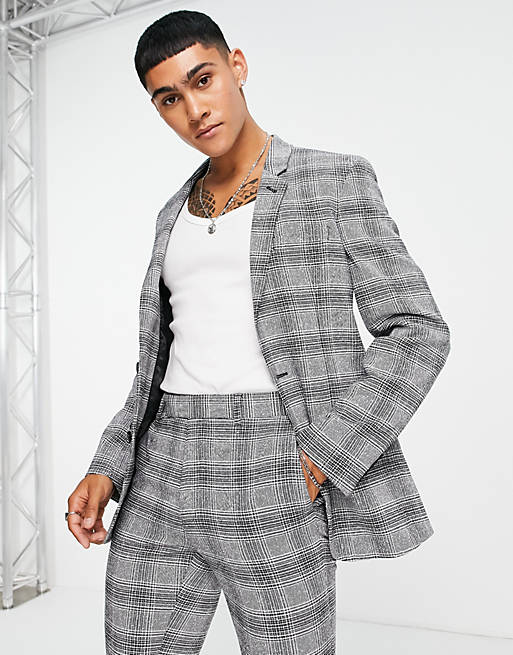 ASOS DESIGN super skinny suit jacket in gray check | ASOS
