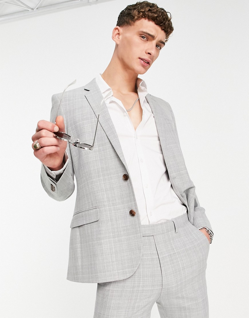 ASOS DESIGN super skinny suit jacket in gray crosshatch