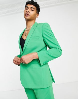 ASOS DESIGN super skinny suit jacket in green crepe