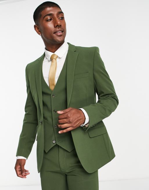 ASOS DESIGN super skinny suit jacket in khaki