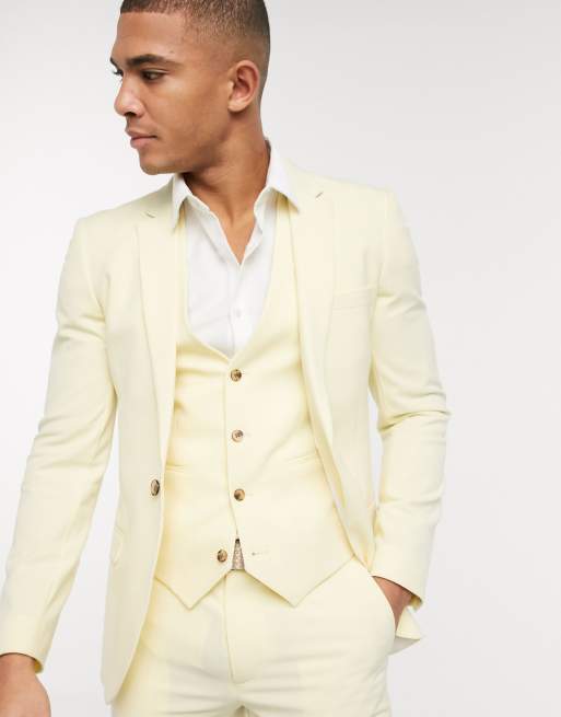 ASOS DESIGN super skinny suit jacket in lemon yellow | ASOS