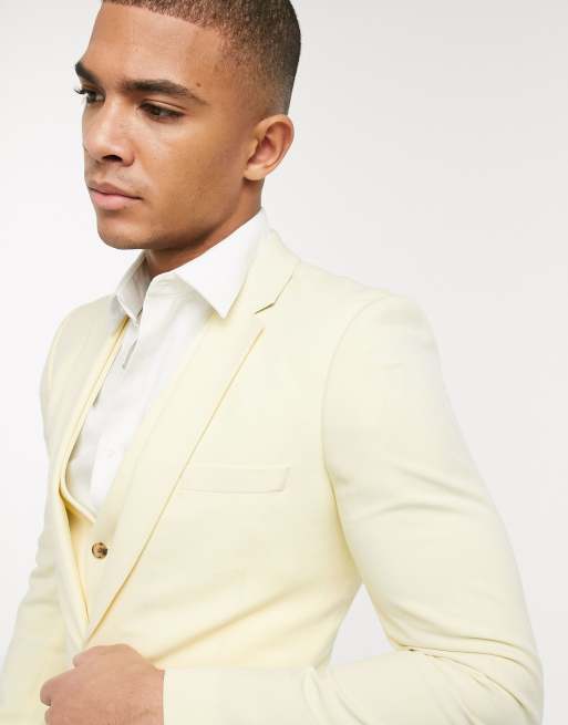 ASOS DESIGN super skinny suit jacket in lemon yellow