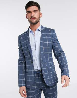 asos blue check suit