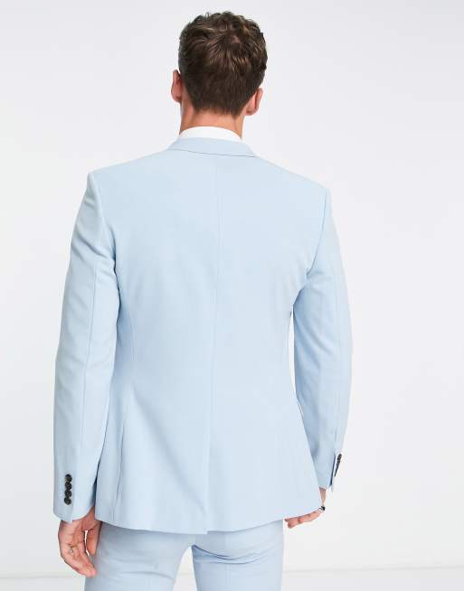 New Look Super Skinny Suit Jacket in Light Blue