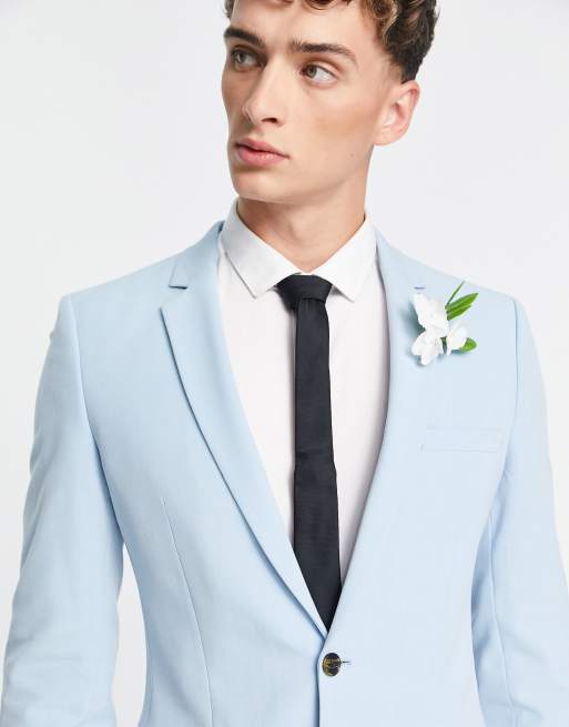 New Look Super Skinny Suit Jacket in Light Blue