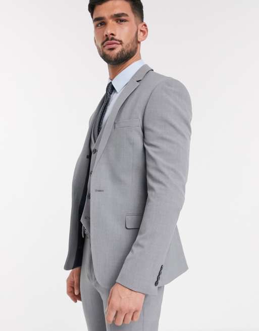 ASOS DESIGN super skinny suit jacket in mid gray