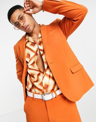 ASOS DESIGN super skinny suit jacket in orange - ASOS Price Checker