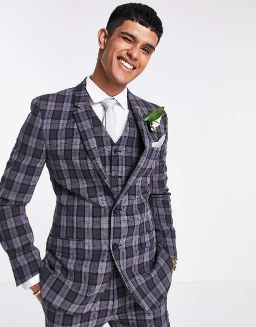 ASOS Super Skinny Four Button Suit in Charcoal