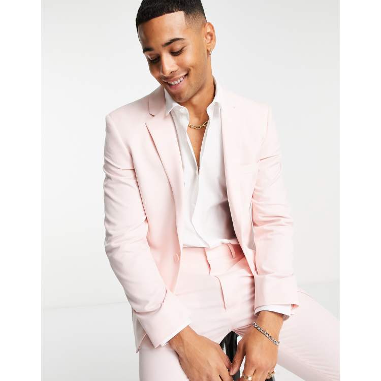 ASOS DESIGN super skinny suit jacket in pale pink ASOS