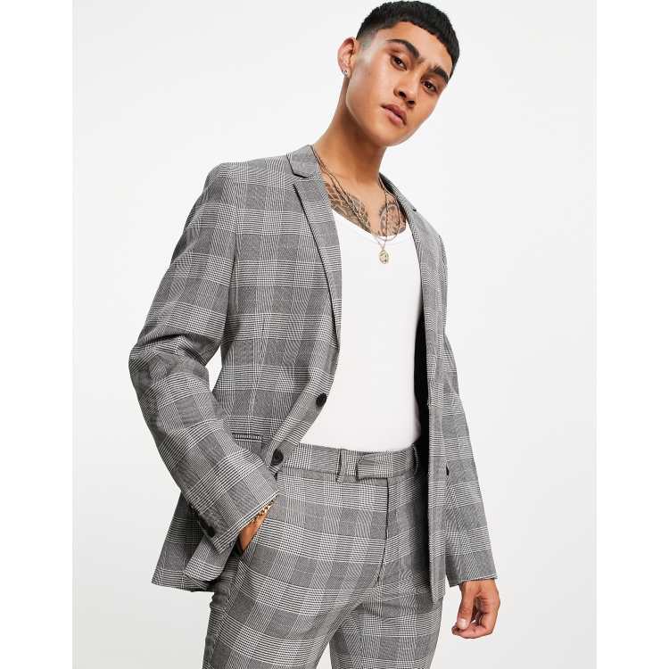 ASOS DESIGN super skinny suit jacket in prince of wales check in