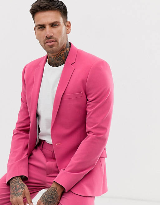 ASOS DESIGN super skinny suit jacket in raspberry pink