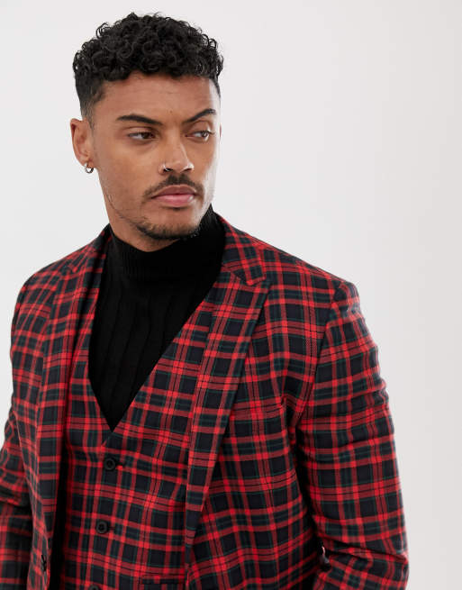 Red checked blazer on sale mens