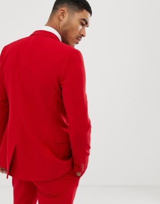 mens red slim fit suit