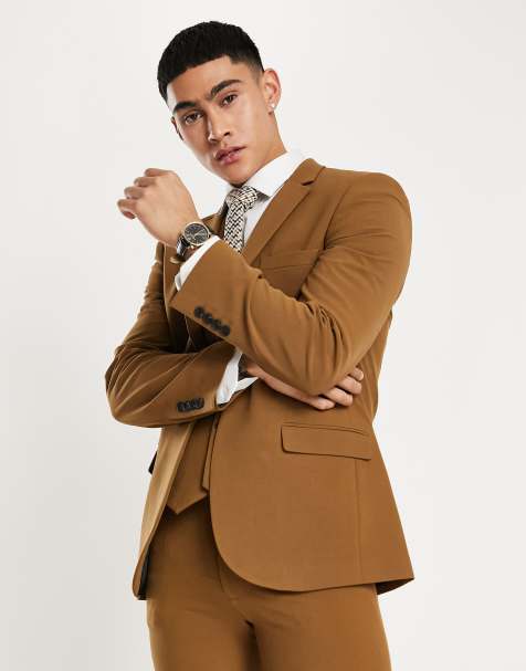 ASOS DESIGN super skinny suit jacket in tobacco