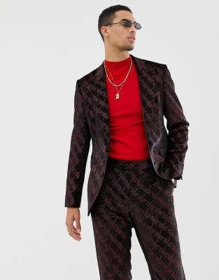 red sparkly suit jacket