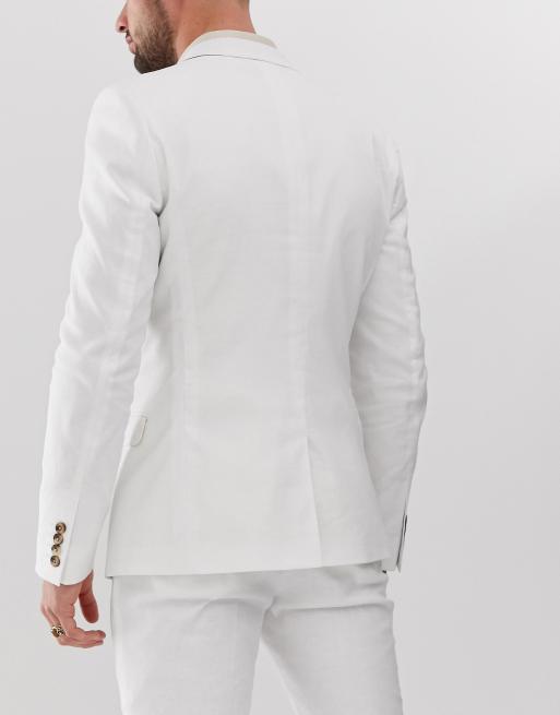 ASOS DESIGN super skinny suit jacket in white linen, 2 of 4