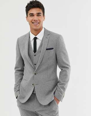 ASOS DESIGN super skinny suit jacket with grey houndstooth Grey