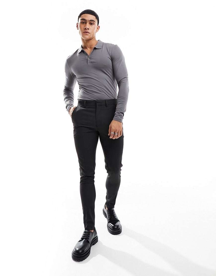Asos Design Super Skinny Suit Pants In Black Pin Dot