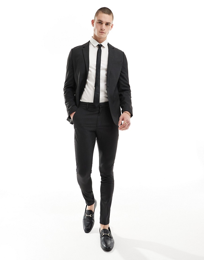 Asos Design Super Skinny Suit Pants In Black Pin Dot