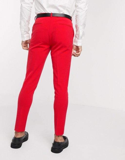 ASOS DESIGN skinny suit pants in scarlet red