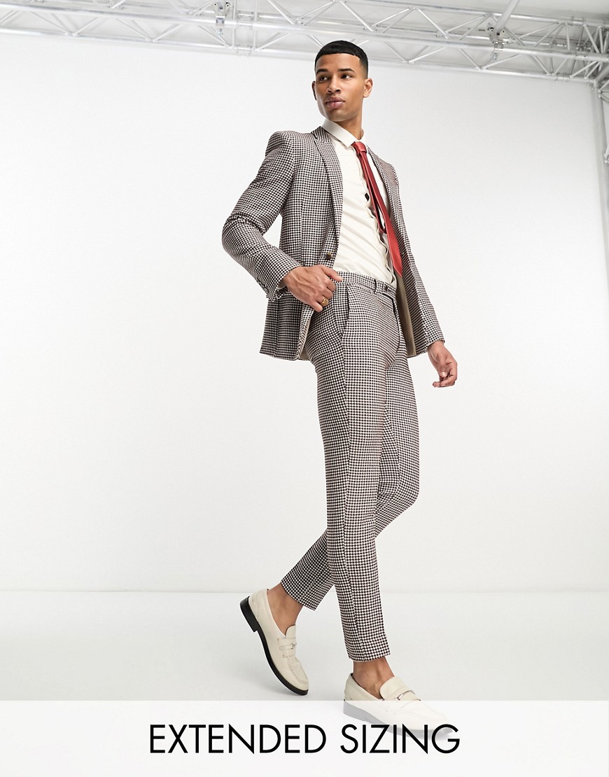 ASOS DESIGN super skinny suit pants in brown dogstooth