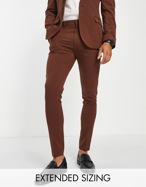 ASOS DESIGN skinny flare suit in brown