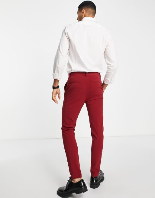 Burgundy skinny dress on sale pants