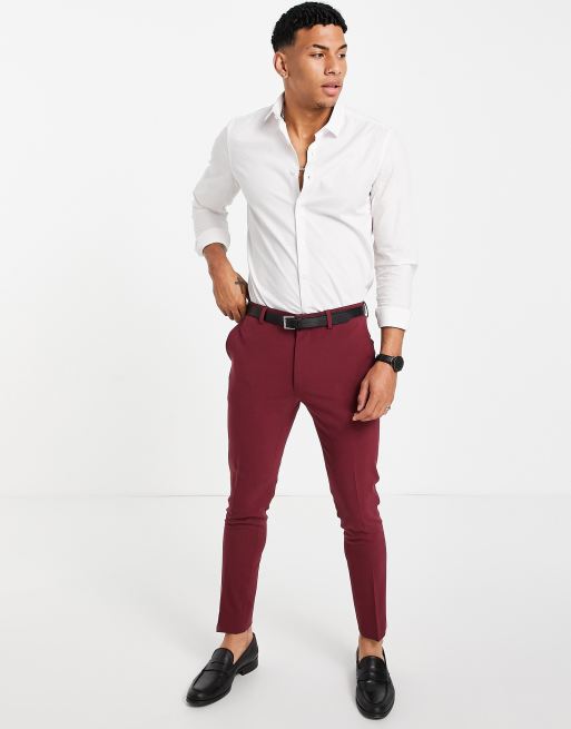 ASOS DESIGN super skinny suit pants in burgundy