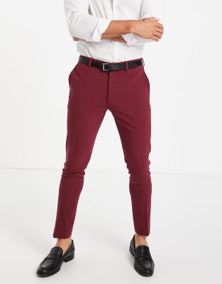 burgundy skinny dress pants