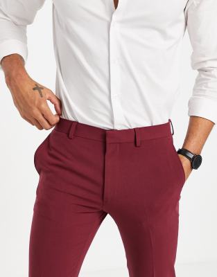 burgundy skinny dress pants