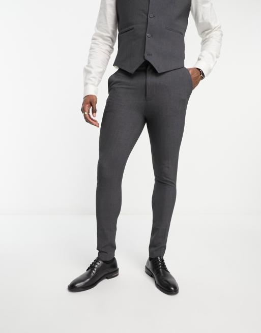 ASOS DESIGN slim suit pants in charcoal