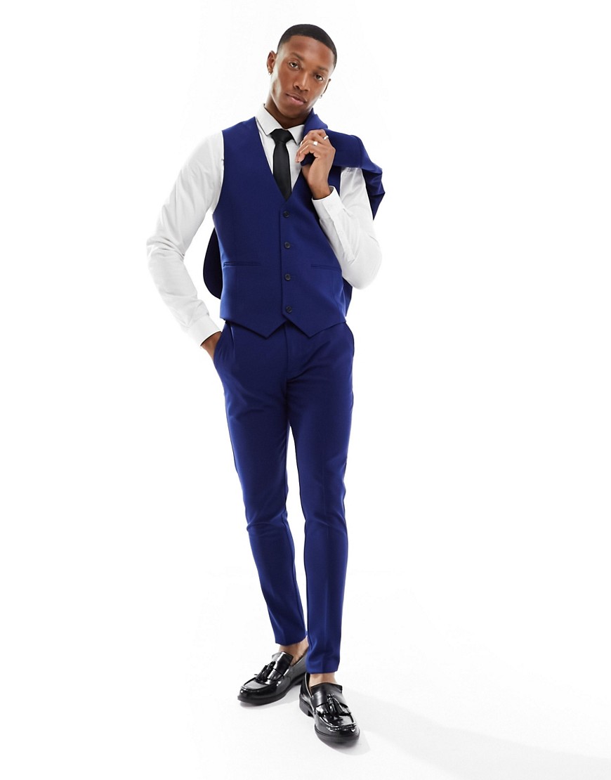 Asos Design Super Skinny Suit Pants In Dark Blue