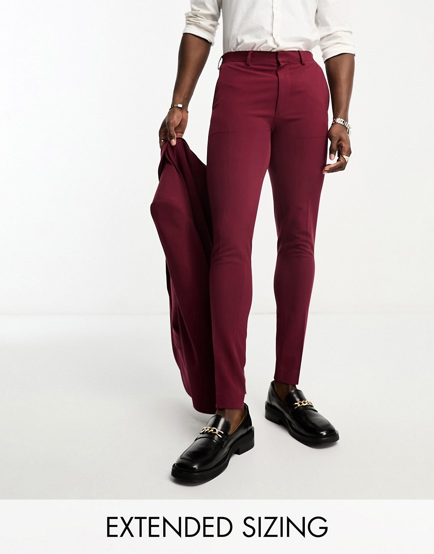Asos Design Super Skinny Suit Pants In Dark Burgundy-red