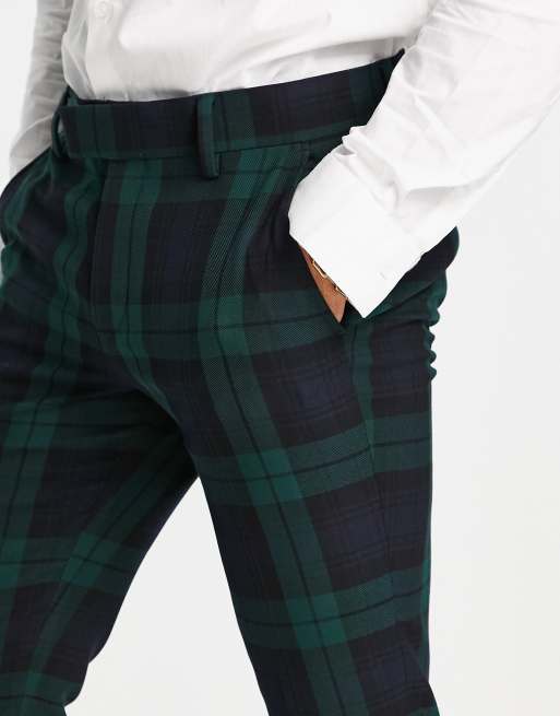 Men's Suit Pants Spring and Summer Plaid Dress Pants Korean Slim