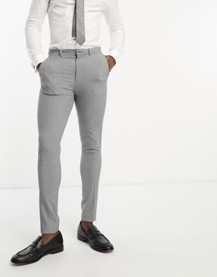 Asos Design Skinny Smart Oxford Suit Pants In Charcoal-gray In Gray