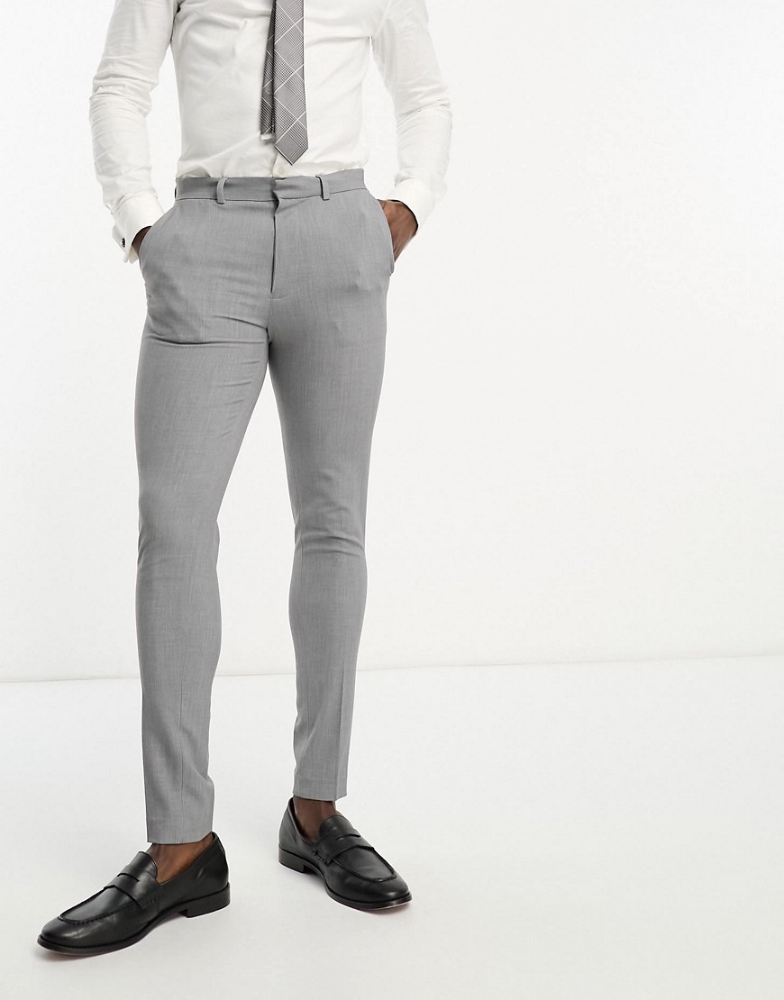 Shop Asos Design Super Skinny Suit Pants In Gray