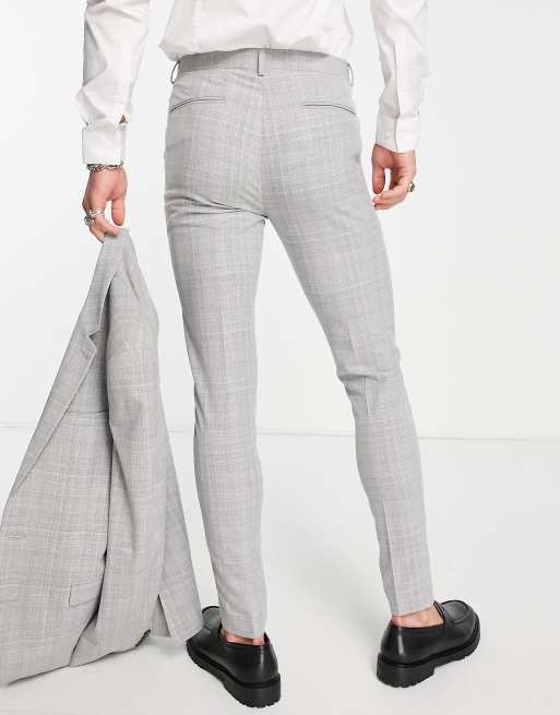 Grey check ultra on sale skinny crop fit trousers